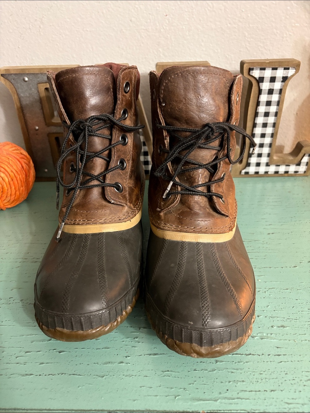 Sorel Brown and Black Waterproof Lace-Up Men's Duck Boots
